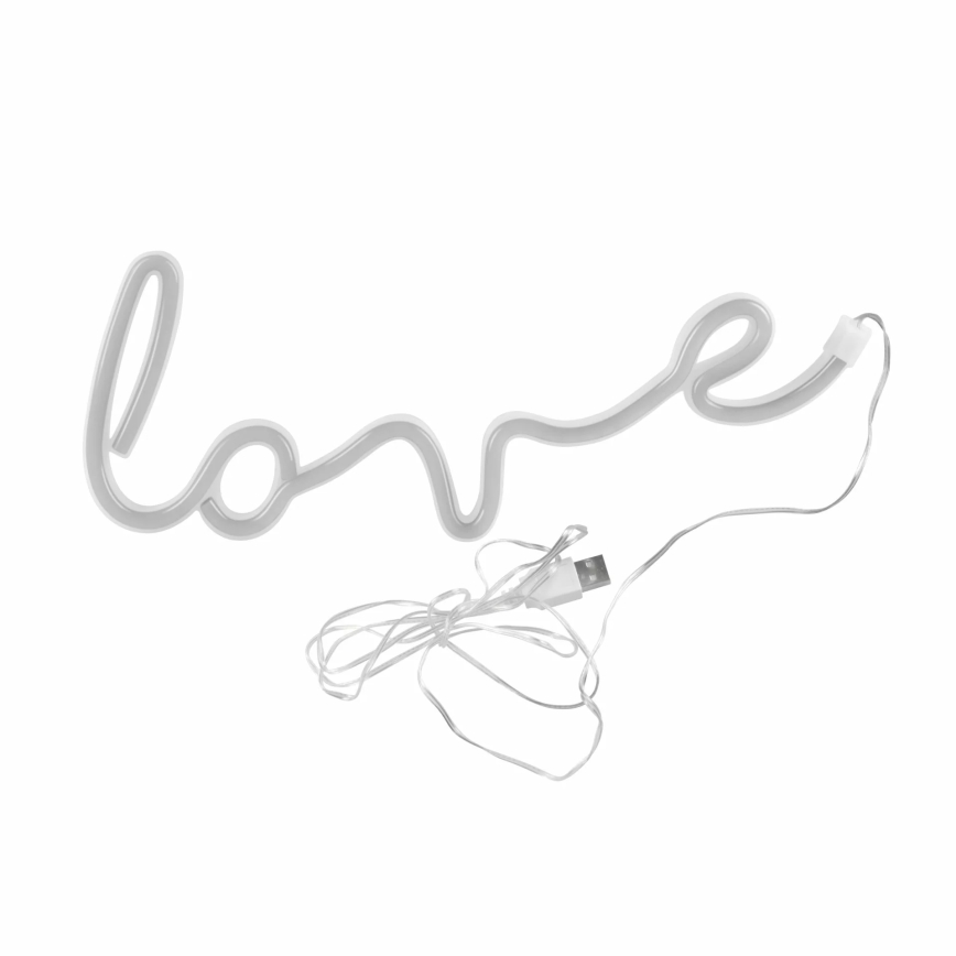 LED Decoración de pared de neón LOVE LED/3W/3xAA USB rojo