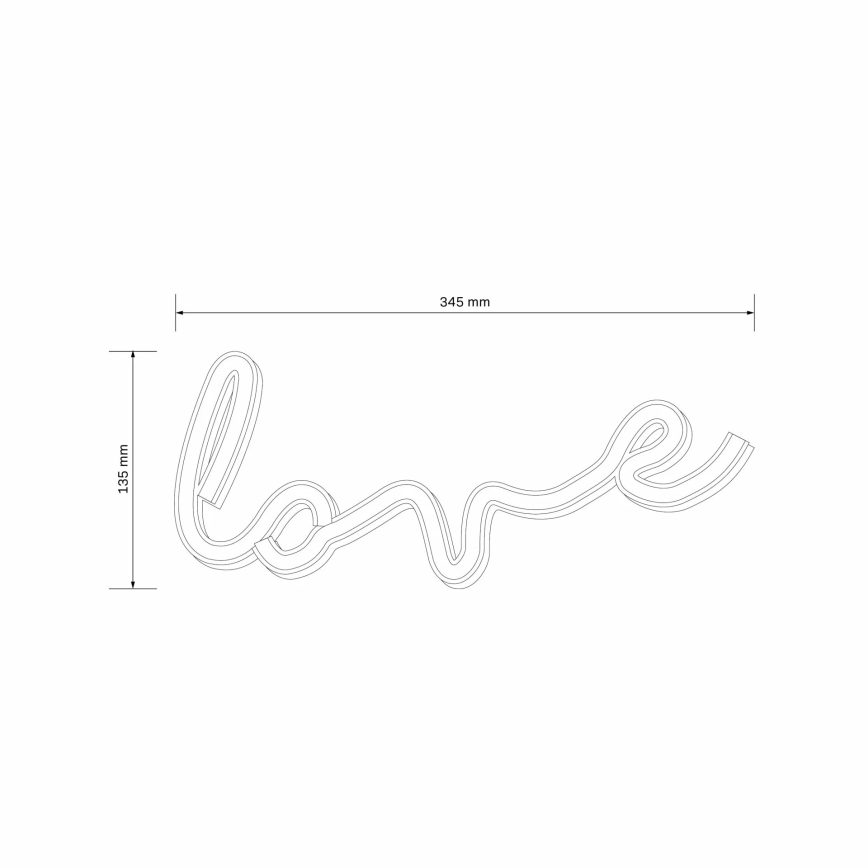 LED Decoración de pared de neón LOVE LED/3W/3xAA USB rojo