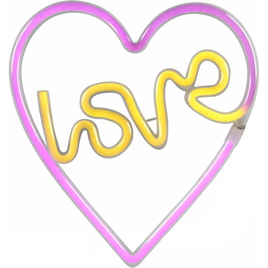 LED Decoración de pared de neón LOVE LED/3W/3xAA USB rosa