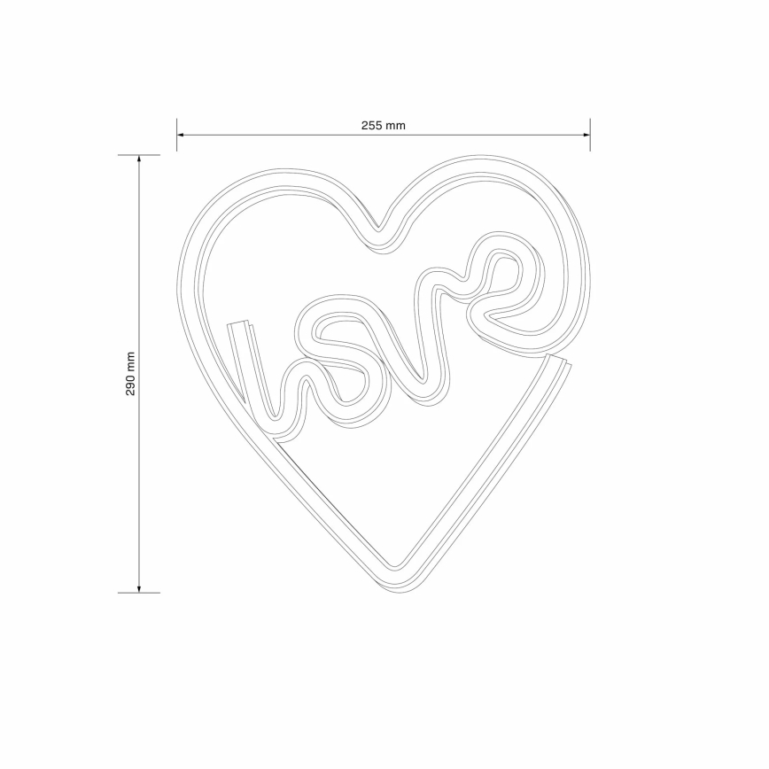 LED Decoración de pared de neón LOVE LED/3W/3xAA USB rosa