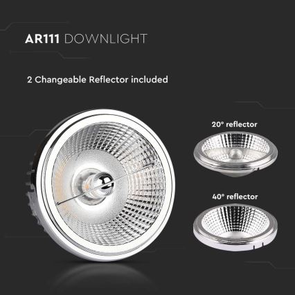 LED Foco empotrable LED/20W/230V 3000K 40°/20° diá. 11 cm cromo brillante