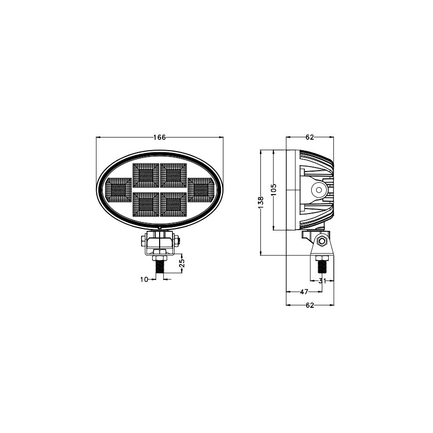 LED Foco para coche BLACK LED/150W/10-30V IP69 5700K ovalado
