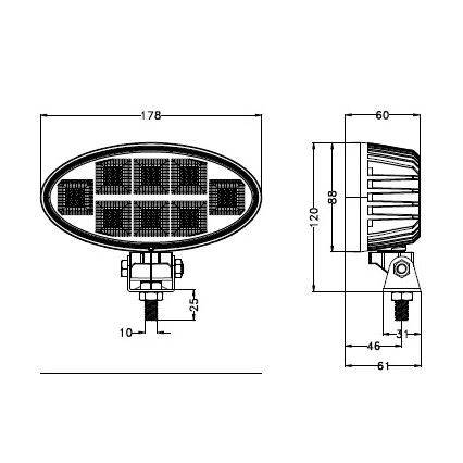LED Foco para coche BLACK LED/160W/10-30V IP69 5700K ovalado