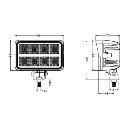 LED Foco para coche BLACK LED/160W/10-30V IP69 5700K rectangular