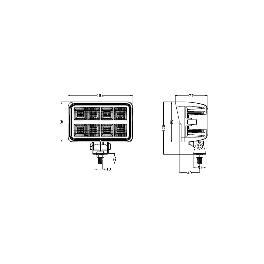LED Foco para coche BLACK LED/160W/10-30V IP69 5700K rectangular