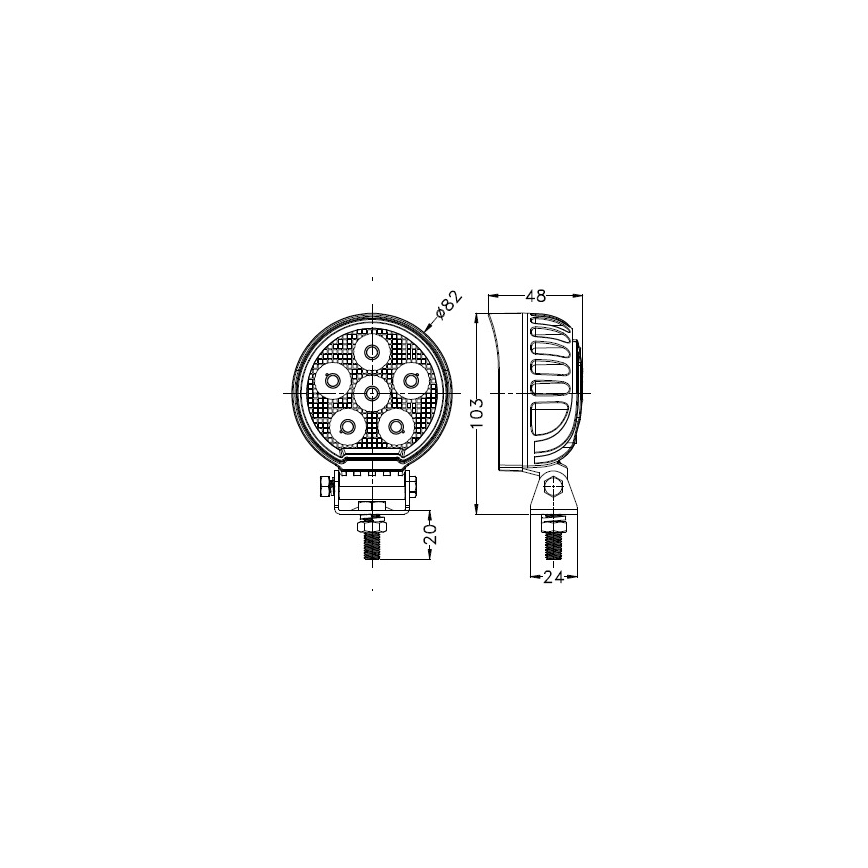 LED Foco para coche BLACK LED/24W/10-30V IP69 5700K redondeado