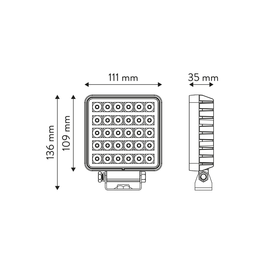 LED Foco para coche BLACK LED/30W/10-30V IP69 5700K cuadrado