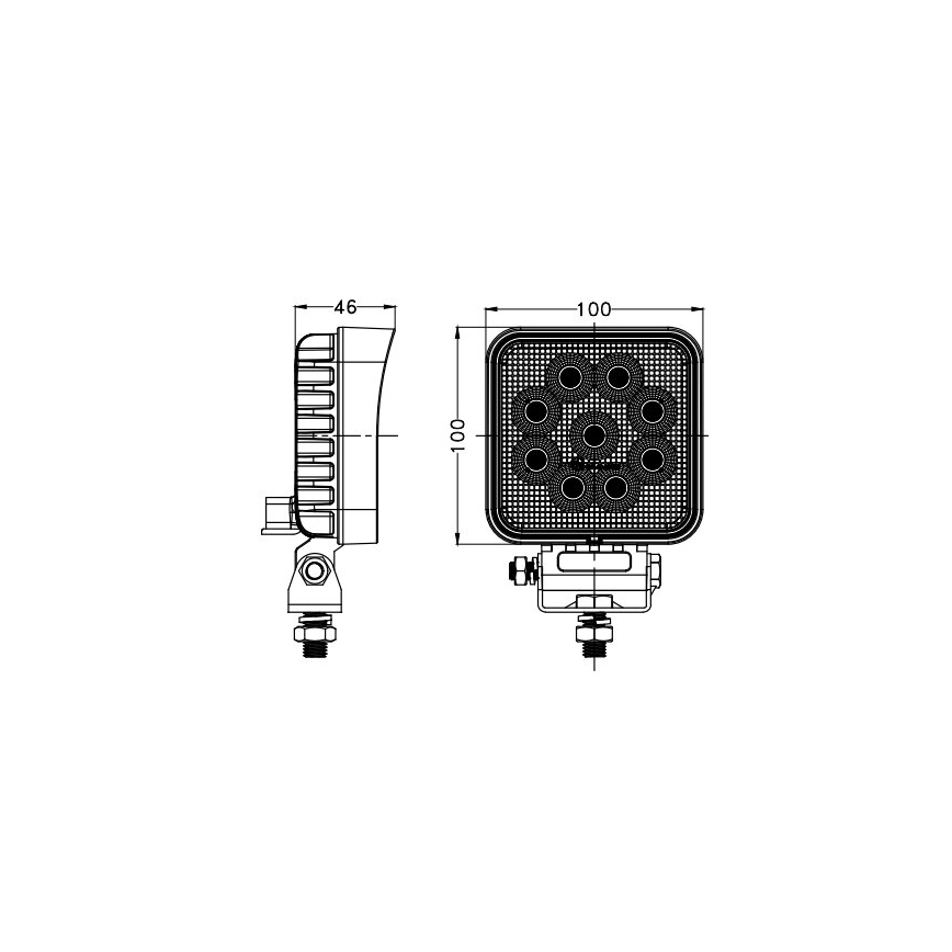 LED Foco para coche BLACK LED/36W/10-30V IP69 5700K cuadrado