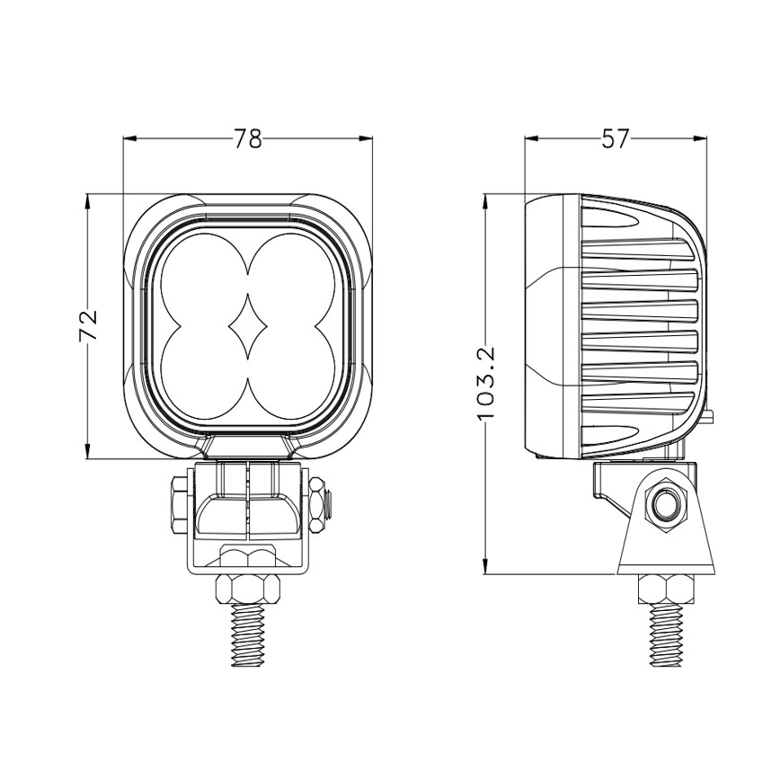 LED Foco para coche BLACK LED/40W/10-30V IP69 5700K cuadrado