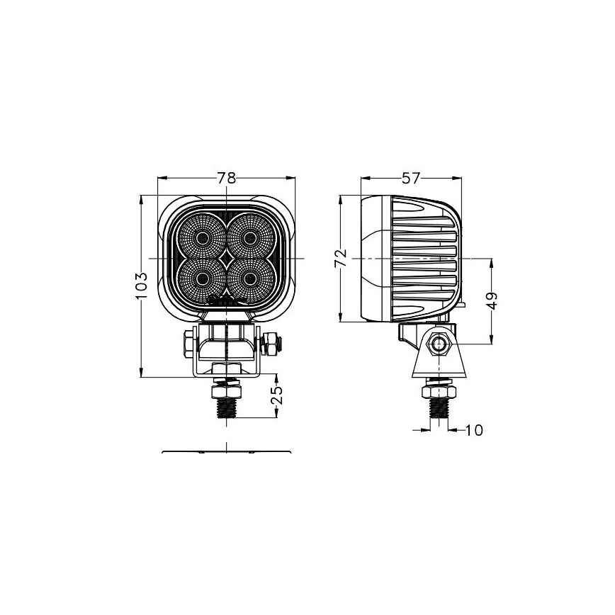 LED Foco para coche BLACK LED/40W/10-30V IP69 5700K cuadrado