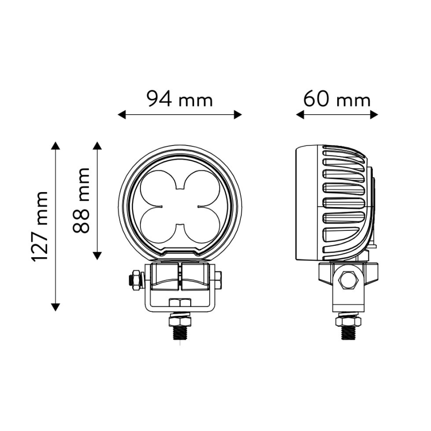 LED Foco para coche BLACK LED/50W/10-30V IP69 5700K redondeado