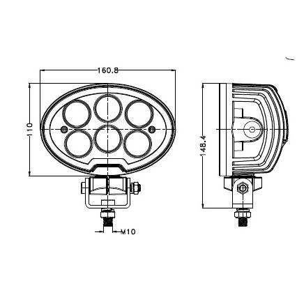 LED Foco para coche BLACK LED/60W/10-30V IP69 5700K ovalado