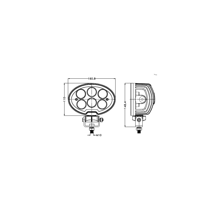 LED Foco para coche BLACK LED/60W/10-30V IP69 5700K ovalado