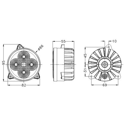 LED Foco para tractor BLACK LED/20W/10-30V IP69 5700K redondeado