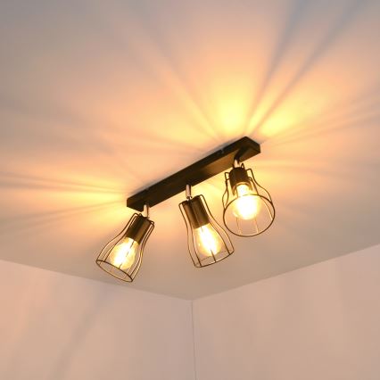LED Foco TUBE II 3xE27/15W/230V negro
