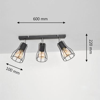 LED Foco TUBE II 3xE27/15W/230V negro