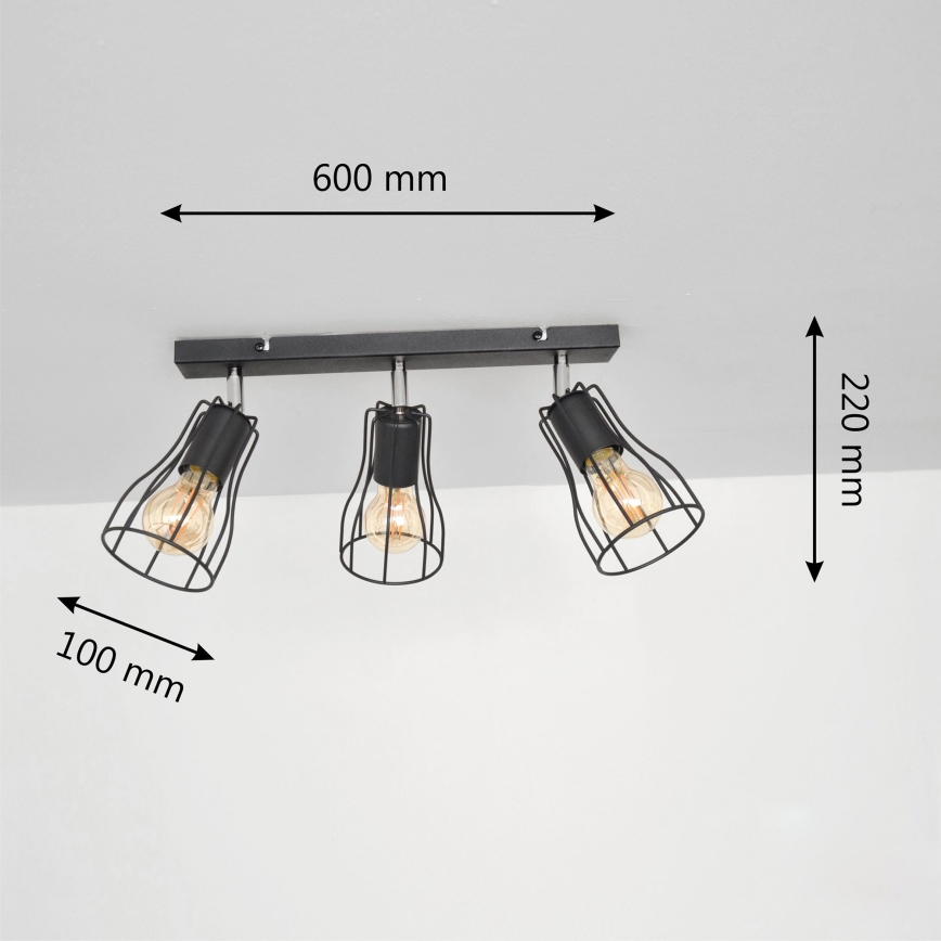 LED Foco TUBE II 3xE27/15W/230V negro