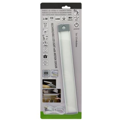 LED Iluminación para muebles recargable con sensor LED/2,5W/5V USB 800 mAh 4200K 32,5 cm
