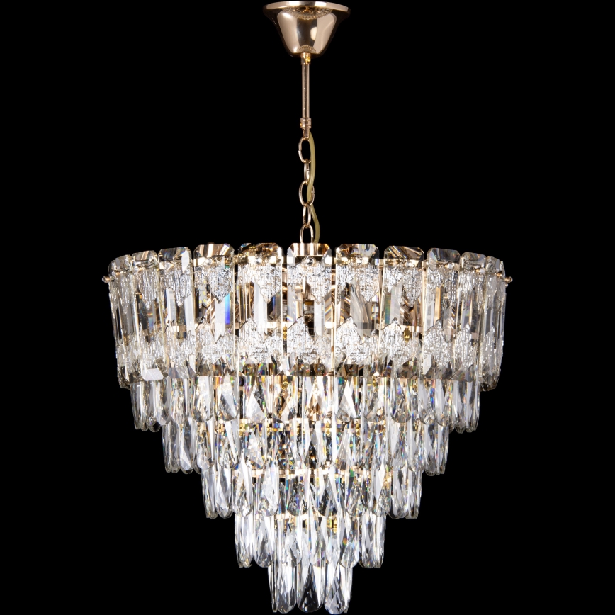 LED Lámpara colgante con cadena 9xE27/60W/230V + 6xLED/6W diá. 50 cm dorado