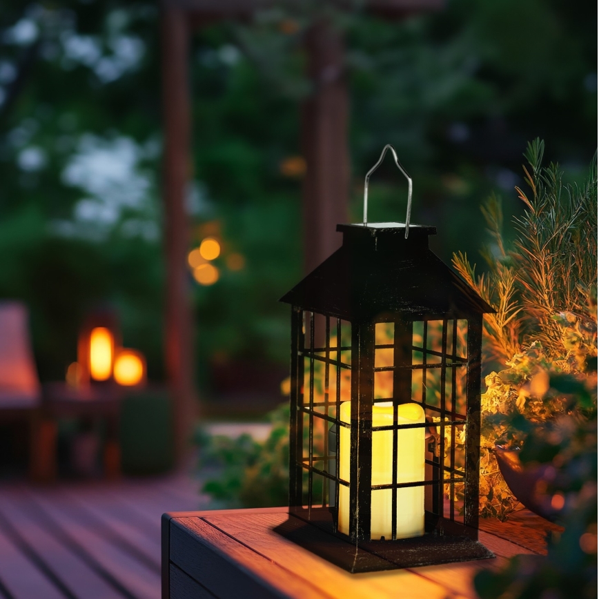 LED Lámpara colgante solar LED/0,02W/1,2V 1xAA 2700K IP44 200 mAh negro