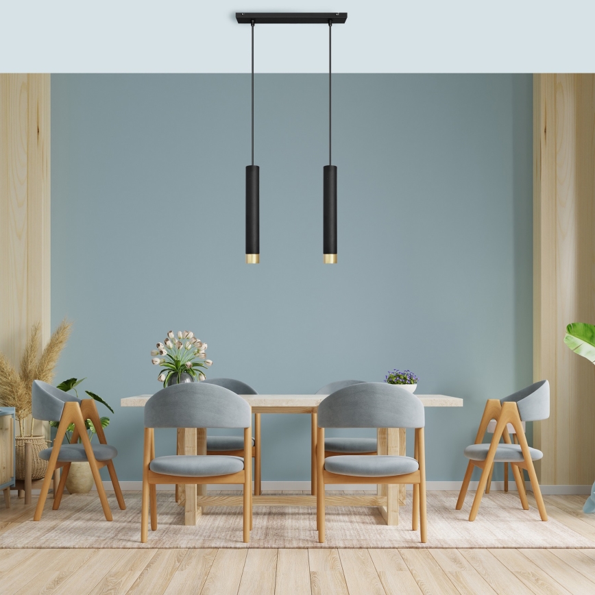 LED Lámpara colgante TUBA 2xGU10/4,8W/230V negro/dorado