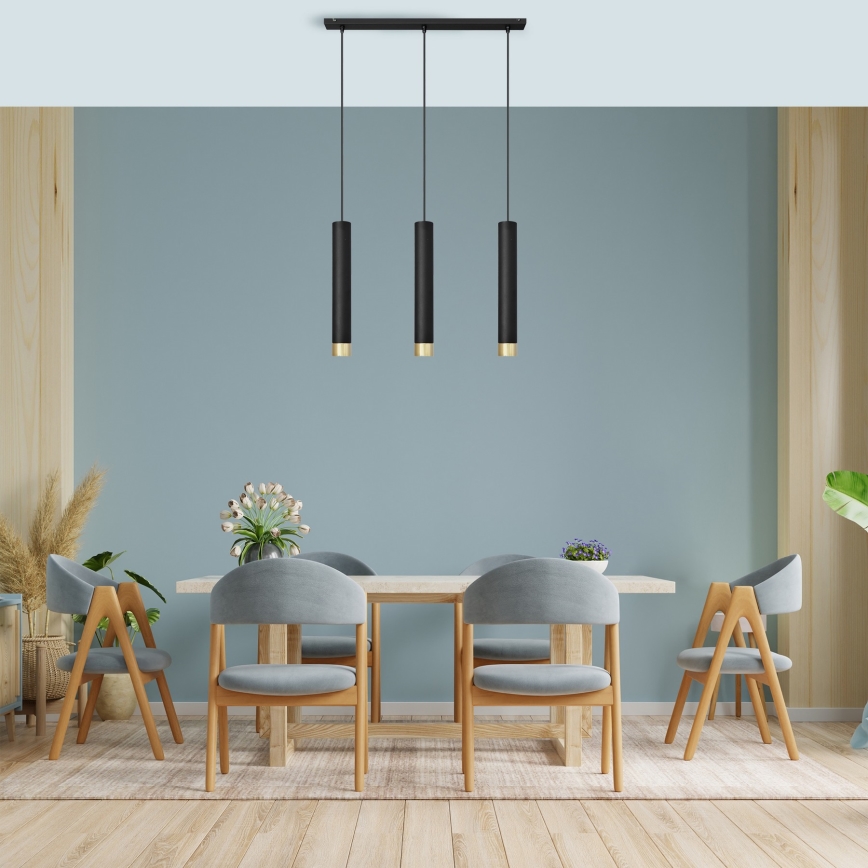 LED Lámpara colgante TUBA 3xGU10/4,8W/230V negro/dorado