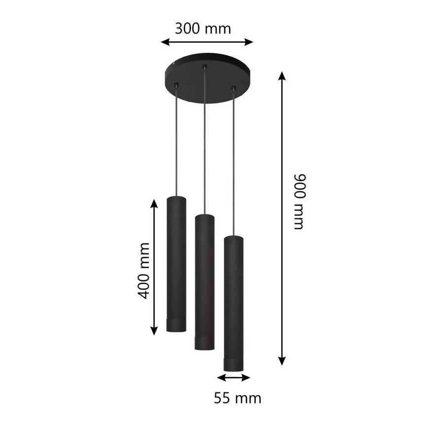LED Lámpara colgante TUBA 3xGU10/4,8W/230V negro