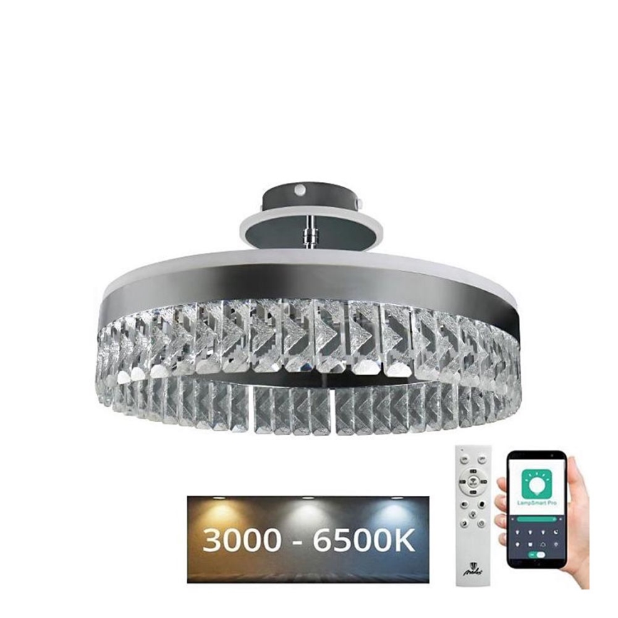 LED Lámpara de araña de cristal regulable empotrada LED/75W/230V 3000-6500K cromo mate + control remoto