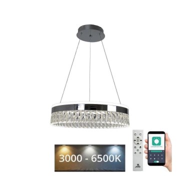 LED Lámpara de araña de cristal regulable en una cadena LED/90W/230V 3000-6500K cromo brillante + control remoto