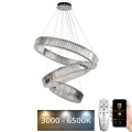 LED Lámpara de araña de vidrio regulable con cuerda LED/115W/230V 3000-6500K cromo brillante + control remoto