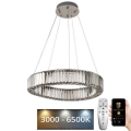 LED Lámpara de araña de vidrio regulable con cuerda LED/40W/230V 3000-6500K cromo brillante + control remoto