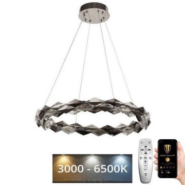 LED Lámpara de araña de vidrio regulable con cuerda LED/40W/230V 3000-6500K cromo brillante + control remoto