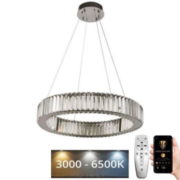 LED Lámpara de araña de vidrio regulable con cuerda LED/40W/230V 3000-6500K cromo brillante + control remoto