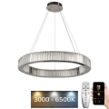 LED Lámpara de araña de vidrio regulable con cuerda LED/50W/230V 3000-6500K cromo brillante + control remoto