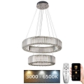 LED Lámpara de araña de vidrio regulable con cuerda LED/65W/230V 3000-6500K cromo brillante + control remoto