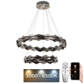 LED Lámpara de araña de vidrio regulable con cuerda LED/65W/230V 3000-6500K cromo brillante + control remoto