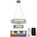 LED Lámpara de araña de vidrio regulable con cuerda LED/65W/230V 3000-6500K cromo brillante + control remoto