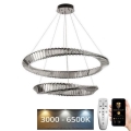 LED Lámpara de araña de vidrio regulable con cuerda LED/90W/230V 3000-6500K cromo brillante + control remoto