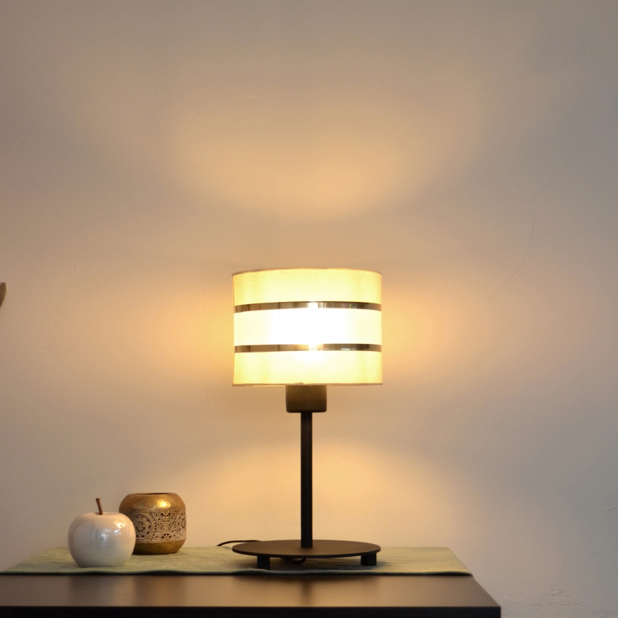 LED Lámpara de mesa HELEN 1xE27/15W/230V color crema/negro/dorado