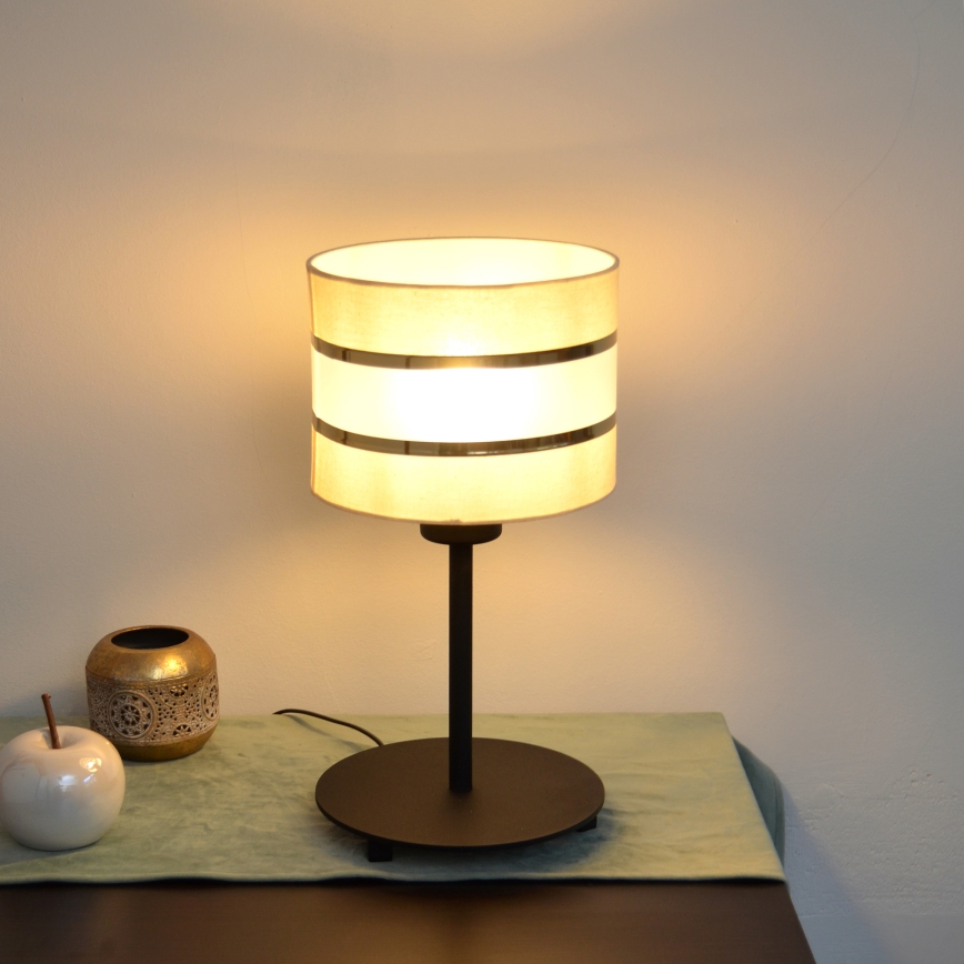 LED Lámpara de mesa HELEN 1xE27/15W/230V color crema/negro/dorado