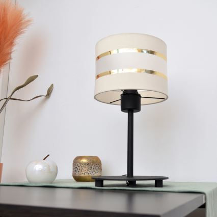 LED Lámpara de mesa HELEN 1xE27/15W/230V color crema/negro/dorado
