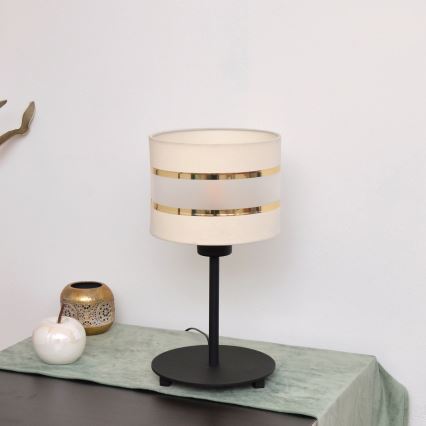 LED Lámpara de mesa HELEN 1xE27/15W/230V color crema/negro/dorado