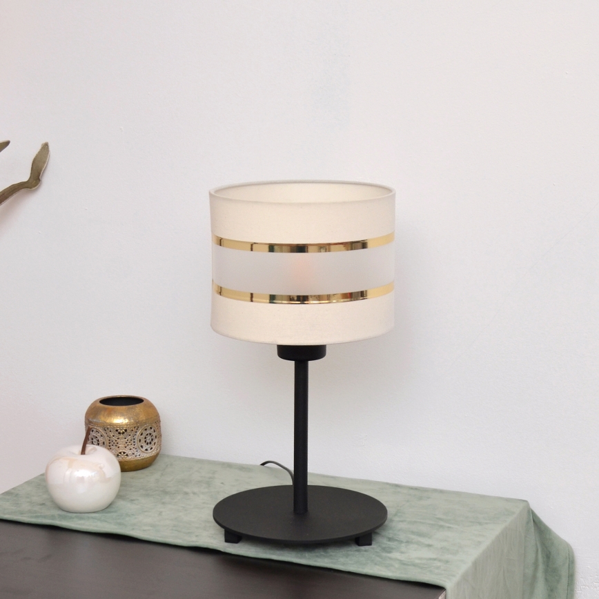 LED Lámpara de mesa HELEN 1xE27/15W/230V color crema/negro/dorado