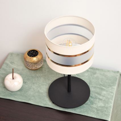 LED Lámpara de mesa HELEN 1xE27/15W/230V color crema/negro/dorado