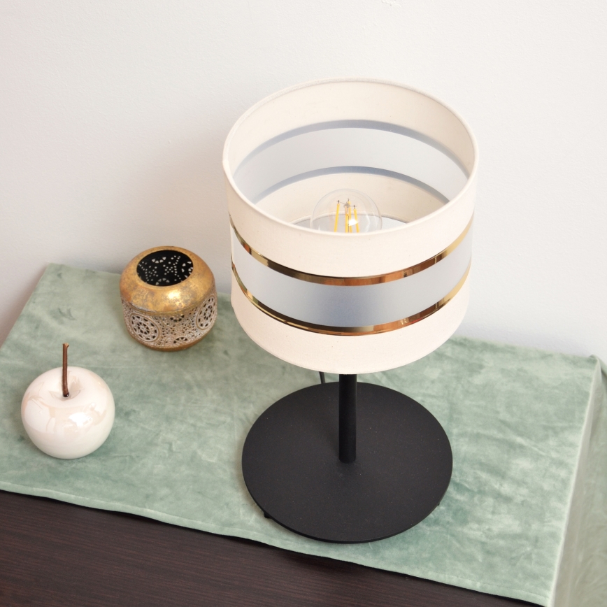 LED Lámpara de mesa HELEN 1xE27/15W/230V color crema/negro/dorado