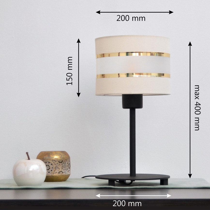 LED Lámpara de mesa HELEN 1xE27/15W/230V color crema/negro/dorado