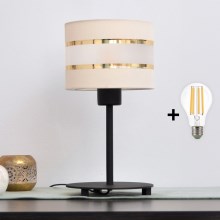 LED Lámpara de mesa HELEN 1xE27/60W/230V color crema/negro/dorado