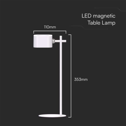 Lámpara de mesa LED magnética recargable y regulable 4en1 LED/3W/5V 3000-6000K 1800 mAh blanco