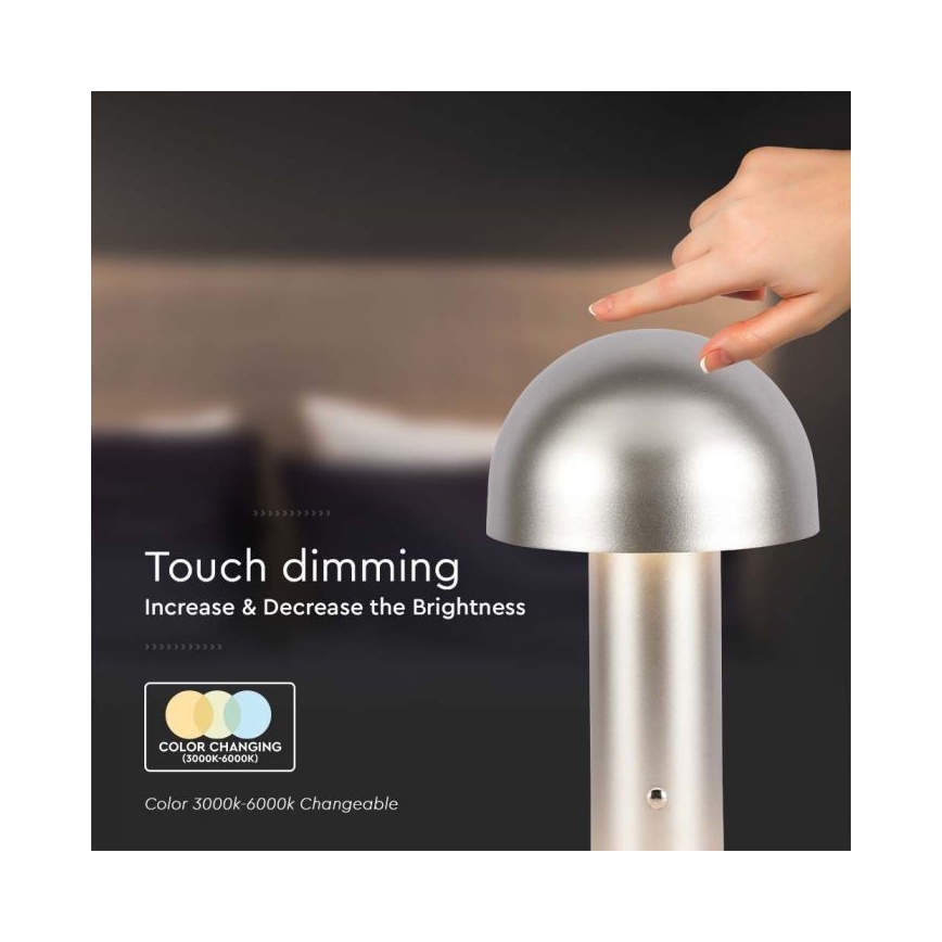 LED Lámpara de mesa táctil recargable y regulable LED/1W/5V 3000-6000K 1800 mAh dorado
