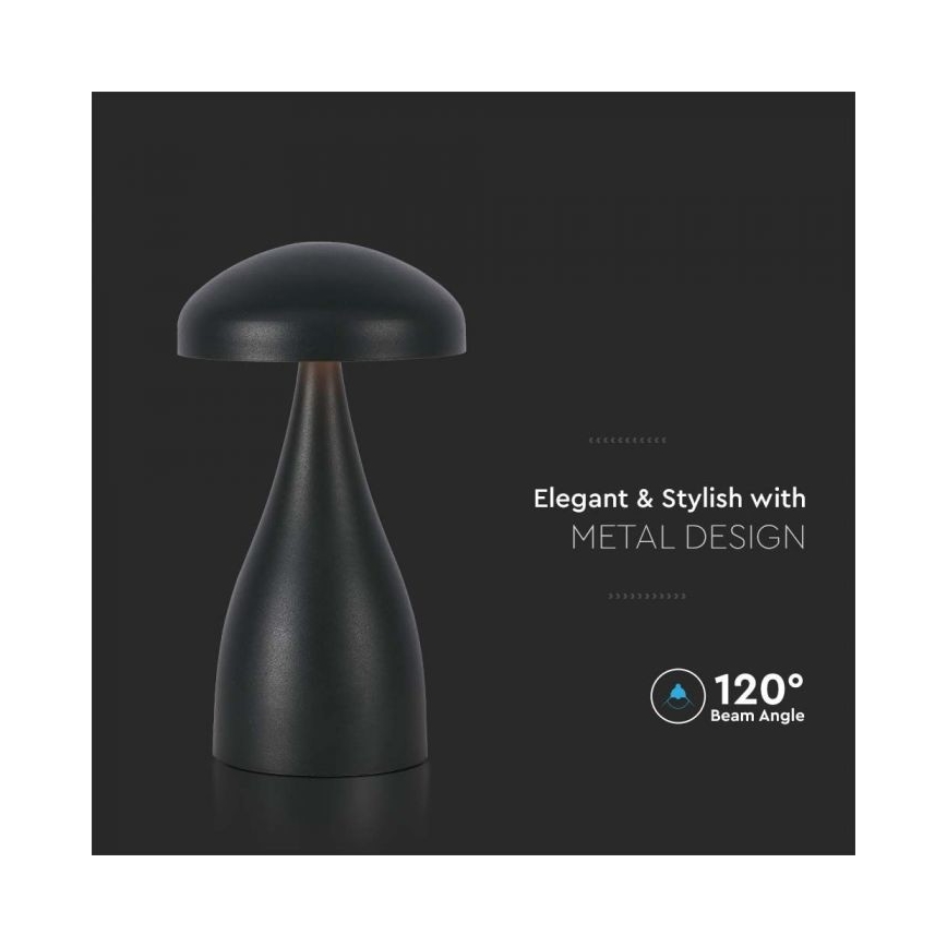LED Lámpara de mesa táctil recargable y regulable LED/1W/5V 3000-6000K 1800 mAh negro